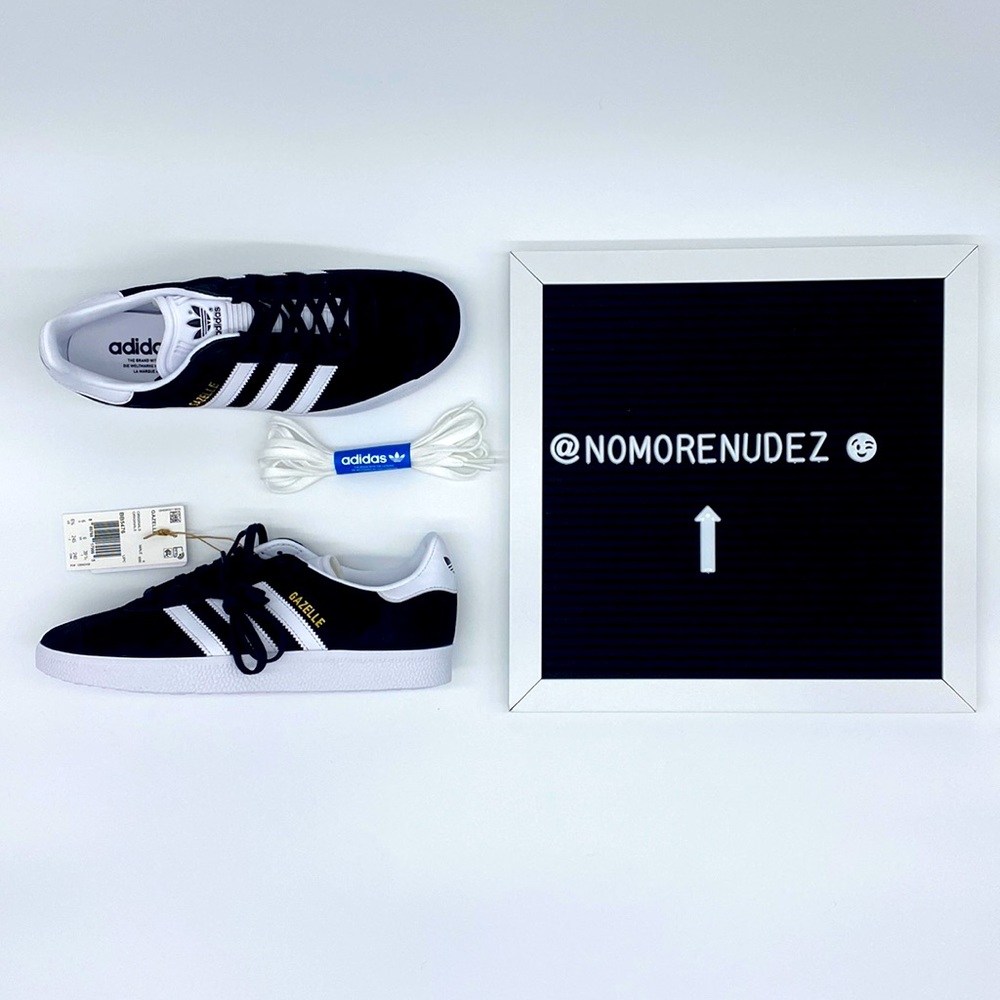 ADIDAS BLACK AND WHITE GAZELLE size 6.5